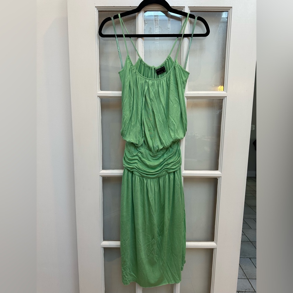 BCBGMaxAzria Light Mint Green Draped Summer Chic Coastal Midi Dress Size XXS